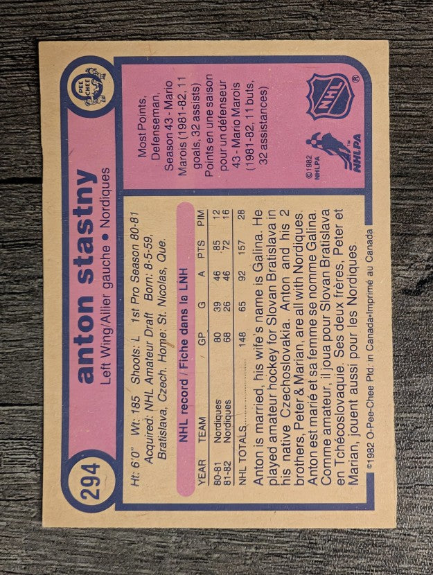 1982-83 O-Pee-Chee #294 Anton Stastny