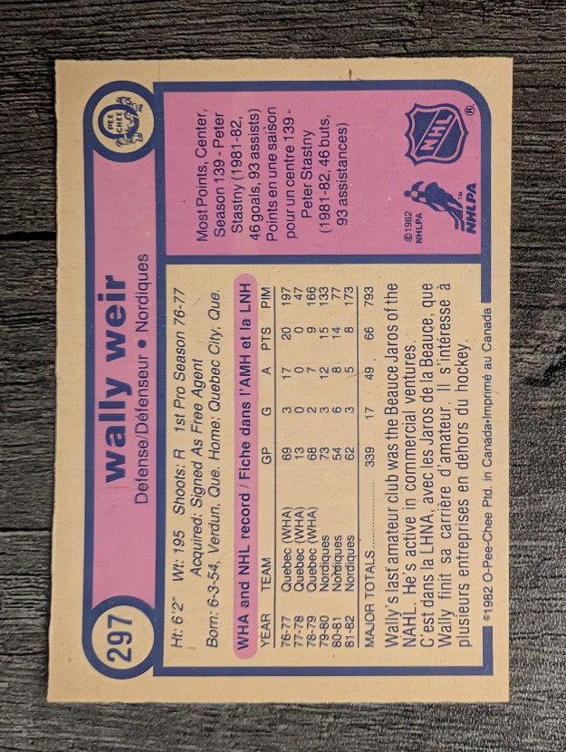 1982-83 O-Pee-Chee #297 Wally Weir