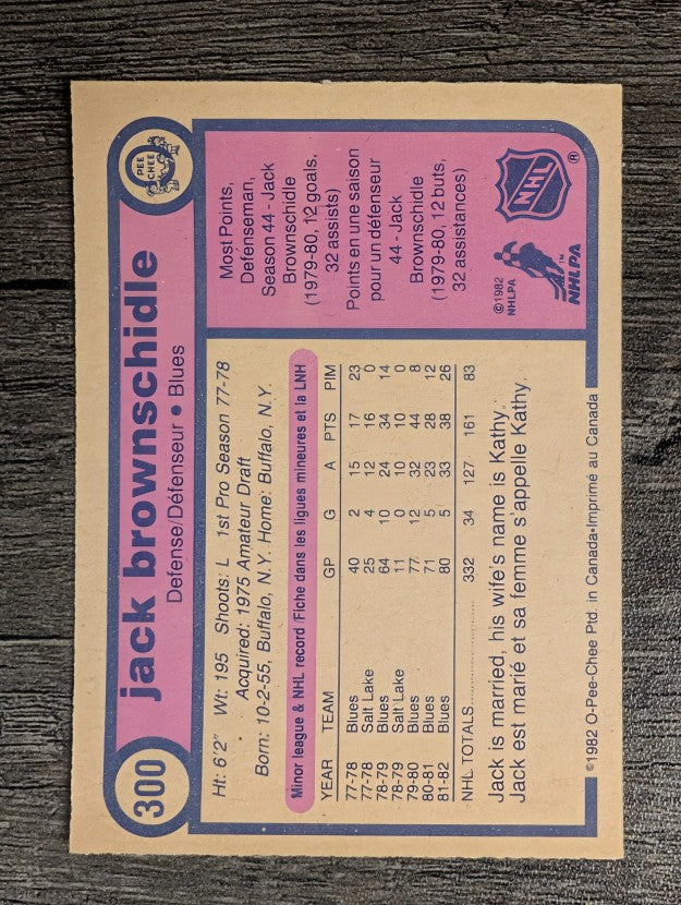 1982-83 O-Pee-Chee #300 Jack Brownschidle