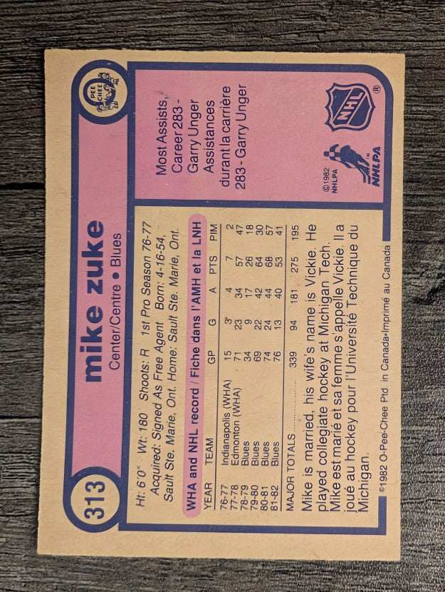 1982-83 O-Pee-Chee #313 Mike Zuke