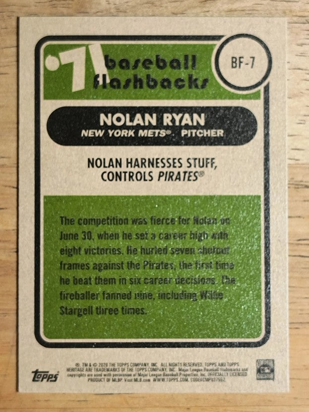 2020 Topps Heritage Baseball Flashbacks #BF7 Nolan Ryan
