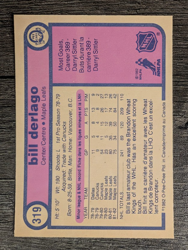 1982-83 O-Pee-Chee #319 Bill Derlago