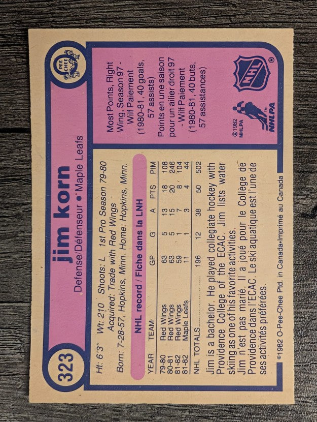 1982-83 O-Pee-Chee #323 Jim Korn