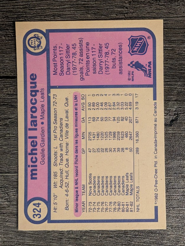 1982-83 O-Pee-Chee #324 Michel Larocque