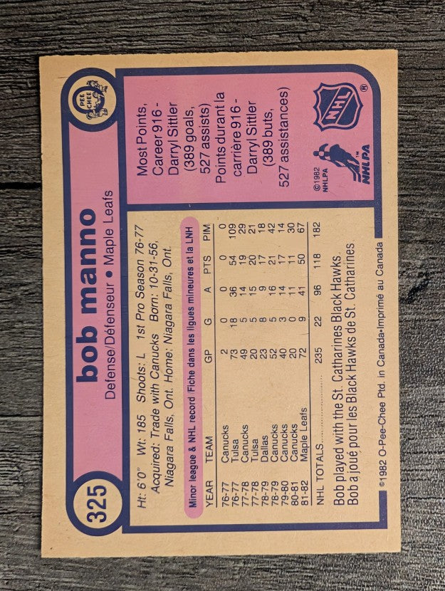 1982-83 O-Pee-Chee #325 Bob Manno
