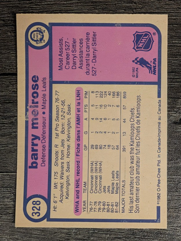 1982-83 O-Pee-Chee #328 Barry Melrose