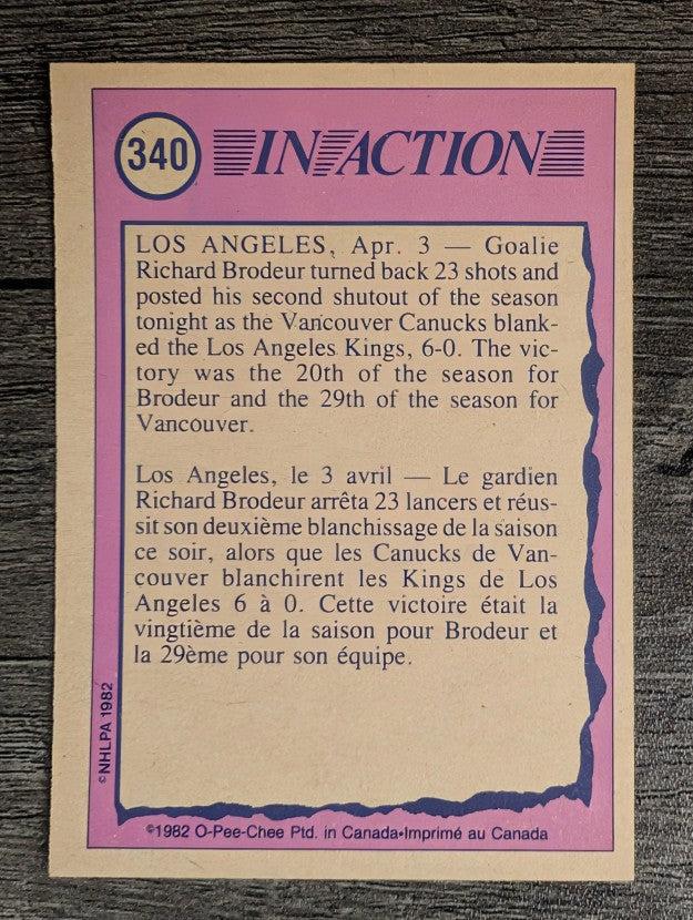 1982-83 O-Pee-Chee #340 Richard Brodeur IA