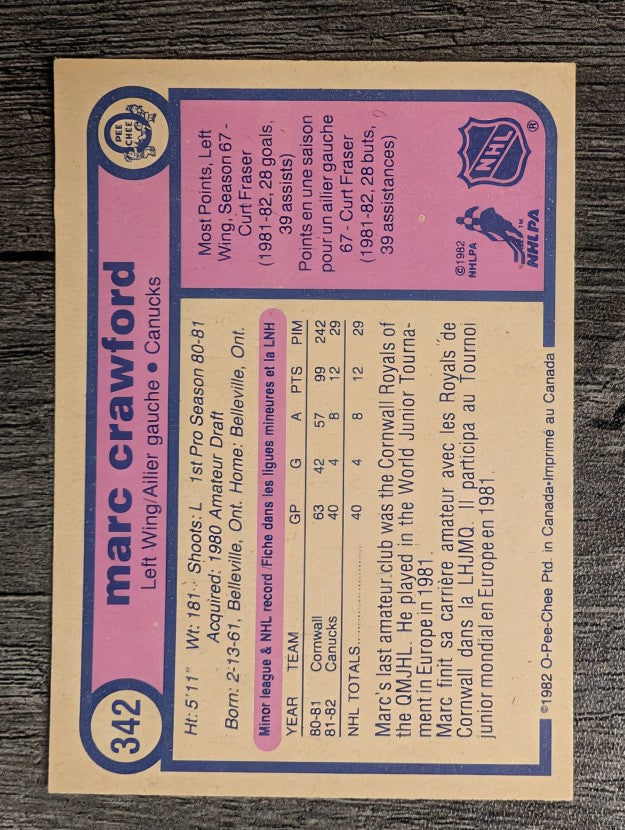 1982-83 O-Pee-Chee #342 Marc Crawford RC