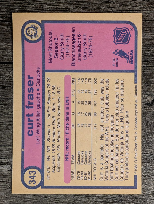 1982-83 O-Pee-Chee #343 Curt Fraser