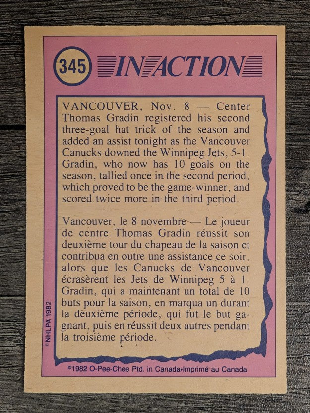 1982-83 O-Pee-Chee #345 Thomas Gradin IA