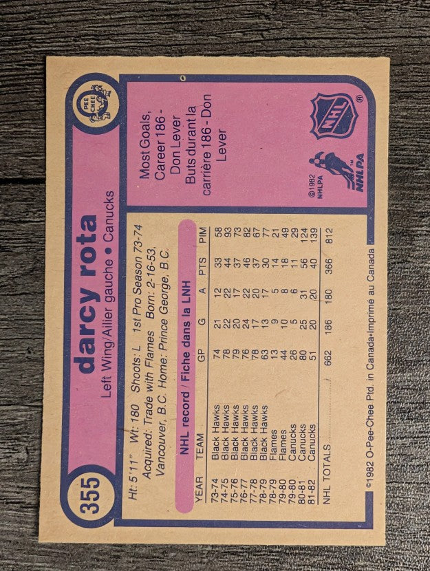 1982-83 O-Pee-Chee #355 Darcy Rota