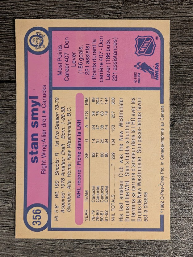 1982-83 O-Pee-Chee #356 Stan Smyl