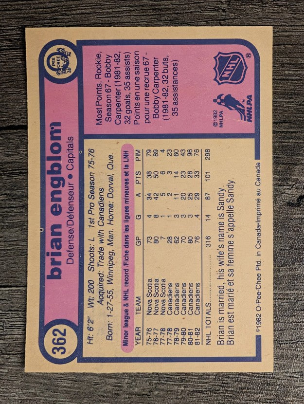 1982-83 O-Pee-Chee #362 Brian Engblom