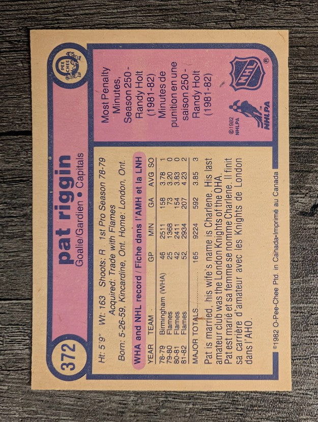 1982-83 O-Pee-Chee #372 Pat Riggin