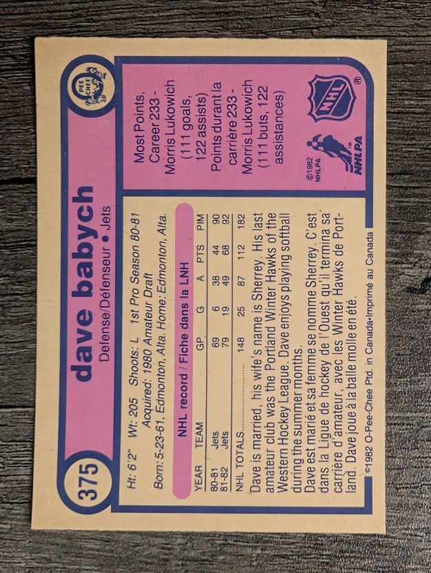 1982-83 O-Pee-Chee #375 Dave Babych