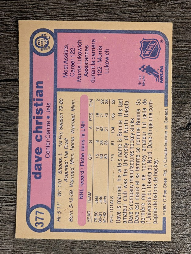 1982-83 O-Pee-Chee #377 Dave Christian