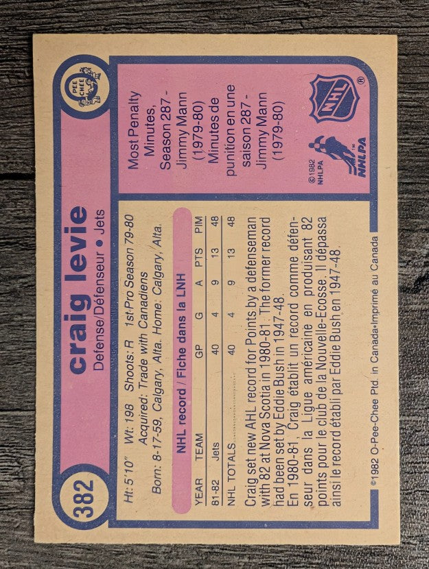 1982-83 O-Pee-Chee #382 Craig Levie RC