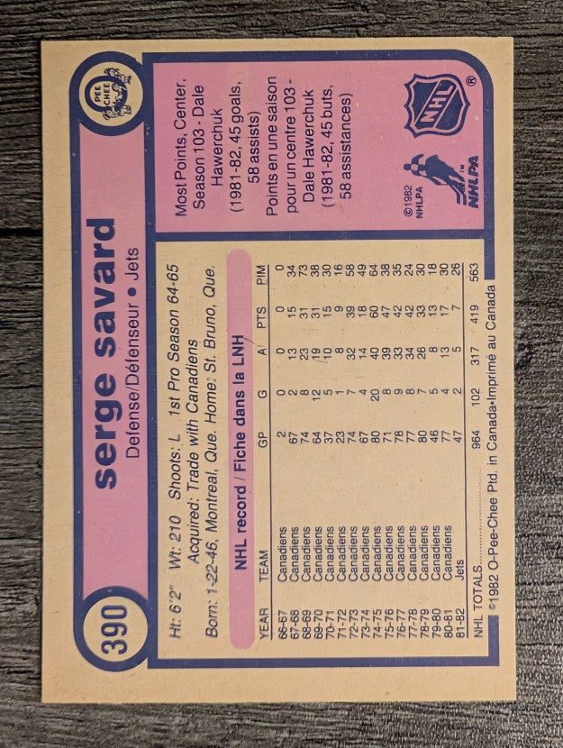 1982-83 O-Pee-Chee #390 Serge Savard