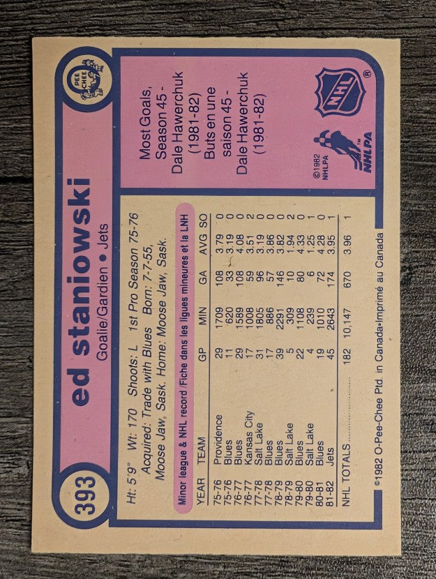 1982-83 O-Pee-Chee #393 Ed Staniowski