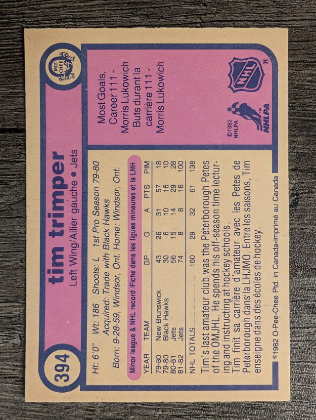 1982-83 O-Pee-Chee #394 Tim Trimper