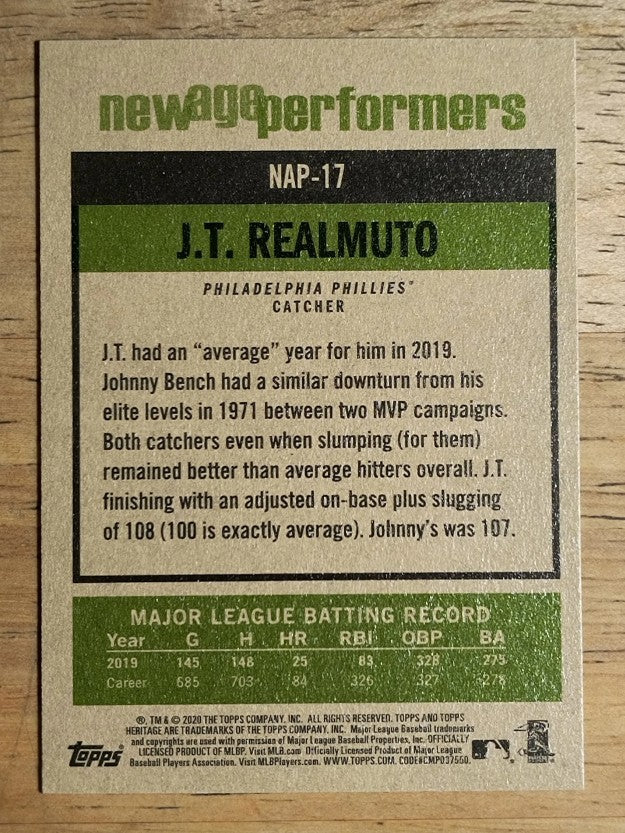 2020 Topps Heritage New Age Performers #NAP17 J.T. Realmuto