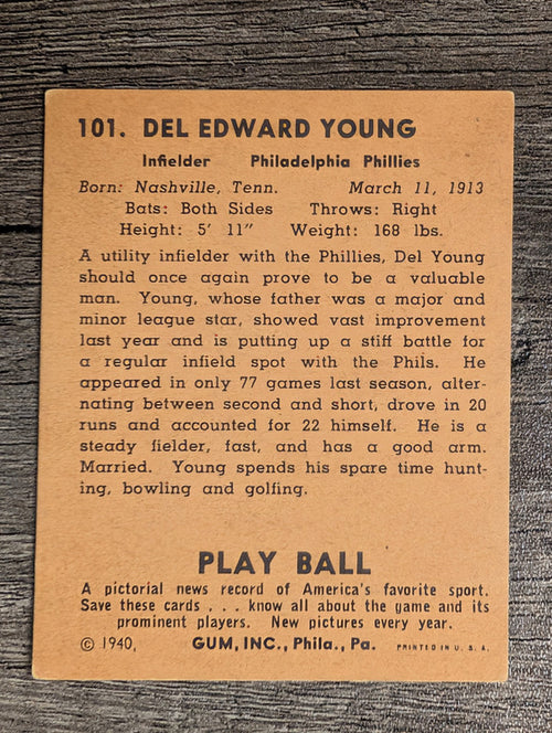 1940 Play Ball #101 Del Young (VG)