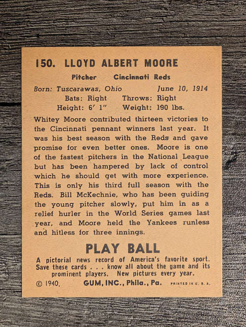 1940 Play Ball #150 Whitey Moore (EX)