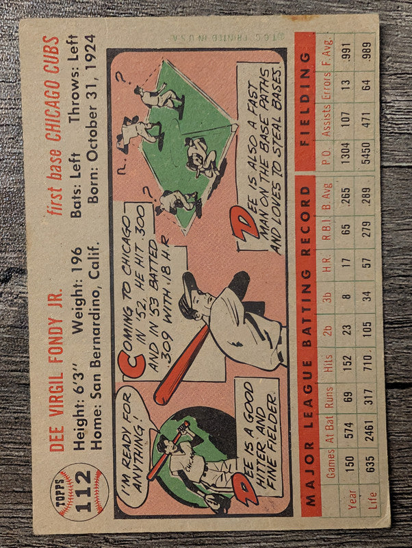 1956 Topps #112 Dee Fondy Low Grade