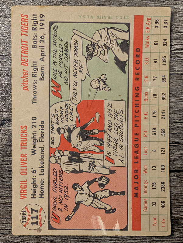 1956 Topps #117 Virgil Trucks Low Grade