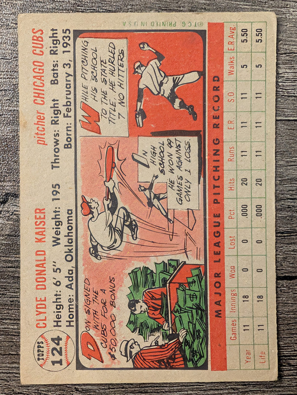 1956 Topps #124 Don Kaiser Low Grade