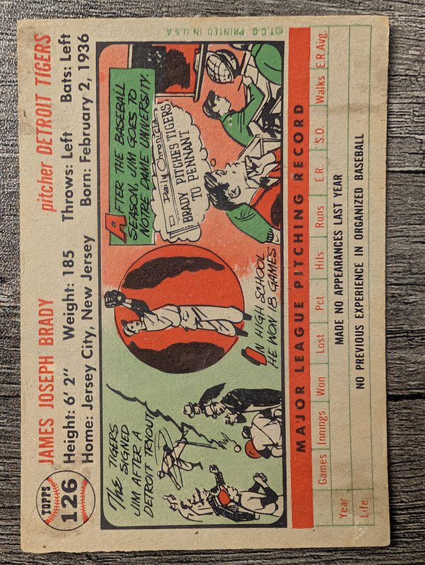1956 Topps #126 Jim Brady RC Low Grade
