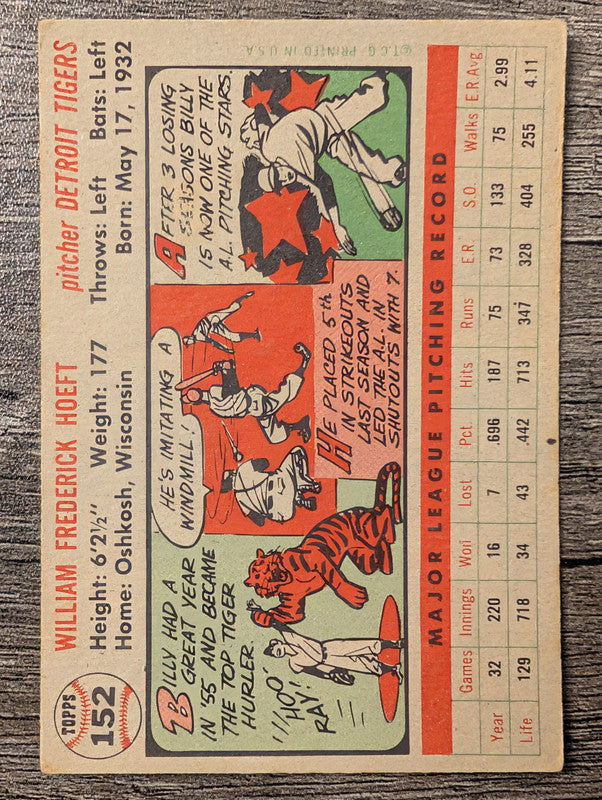 1956 Topps #152 Billy Hoeft Low Grade