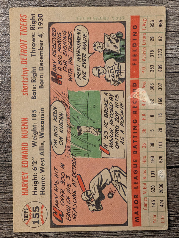 1956 Topps #155 Harvey Kuenn Low Grade