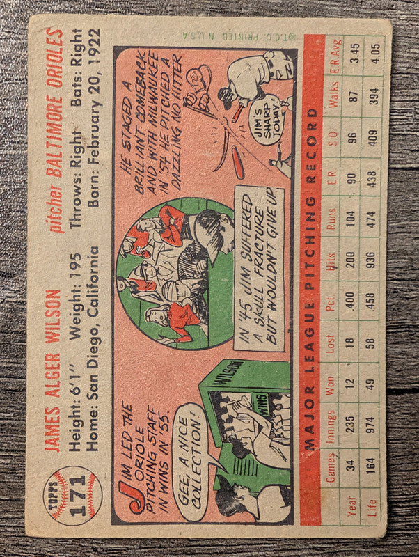 1956 Topps #171 Jim Wilson Low Grade