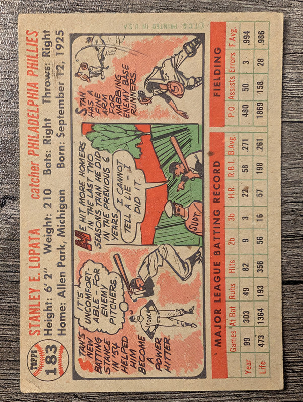 1956 Topps #183 Stan Lopata Low Grade