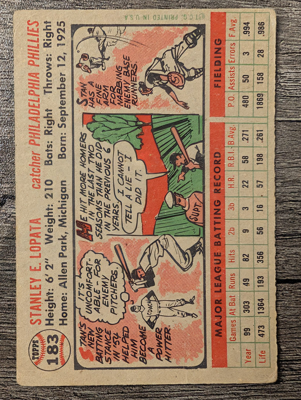 1956 Topps #183 Stan Lopata Low Grade