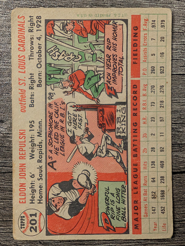 1956 Topps #201 Rip Repulski Low Grade