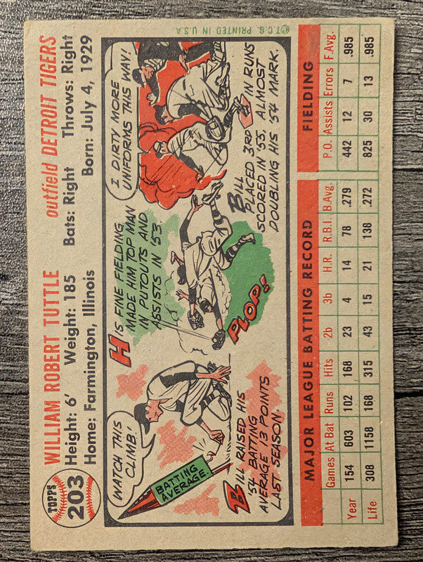 1956 Topps #203 Bill Tuttle Low Grade