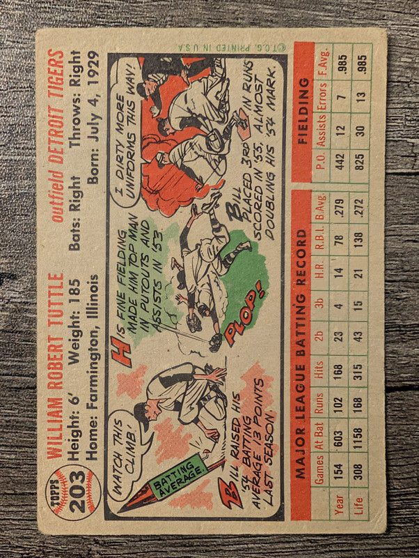 1956 Topps #203 Bill Tuttle Low Grade