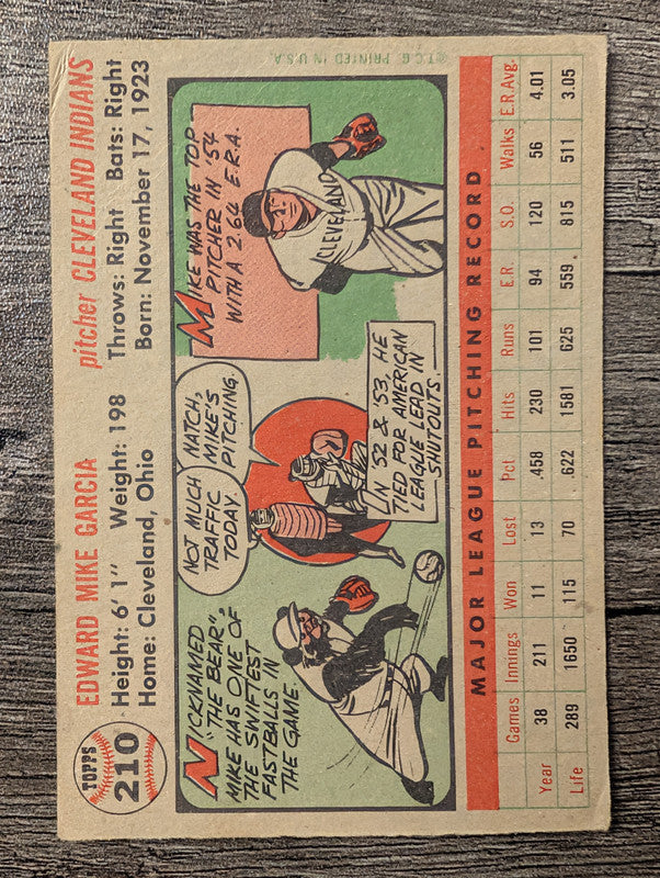 1956 Topps #210 Mike Garcia Low Grade