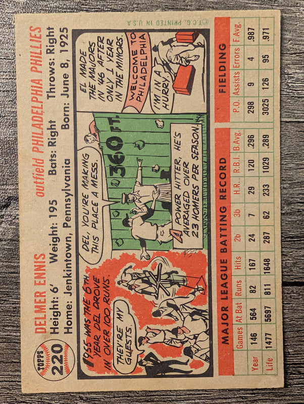 1956 Topps #220 Del Ennis Low Grade