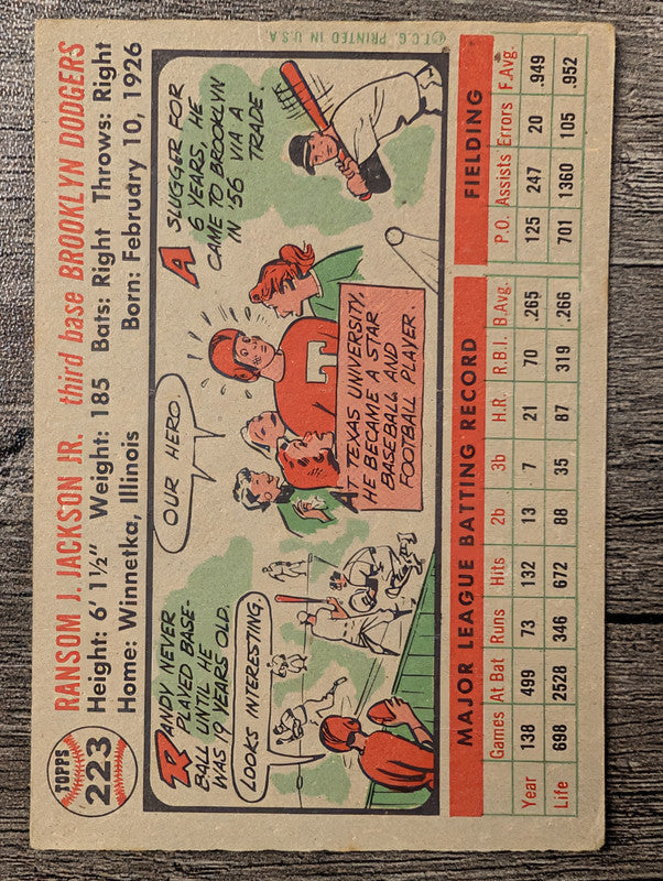 1956 Topps #223 Randy Jackson Low Grade