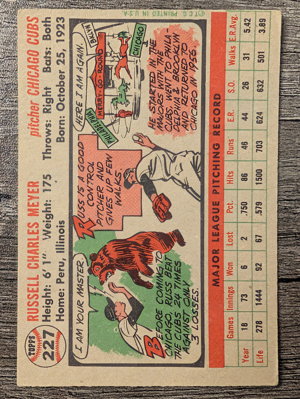 1956 Topps #227 Russ Meyer Low Grade