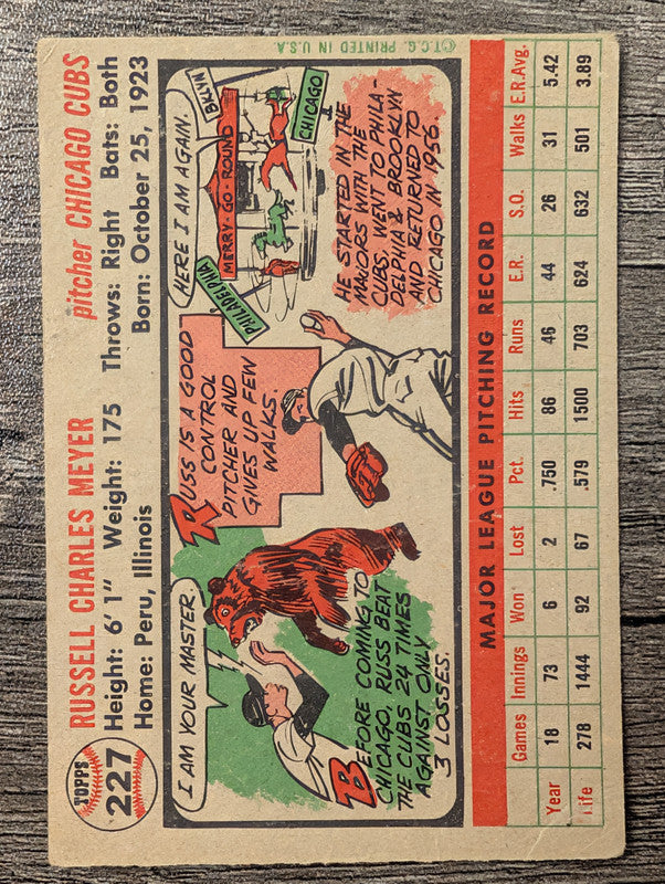 1956 Topps #227 Russ Meyer Low Grade