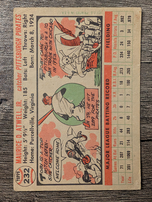 1956 Topps #232 Toby Atwell Low Grade