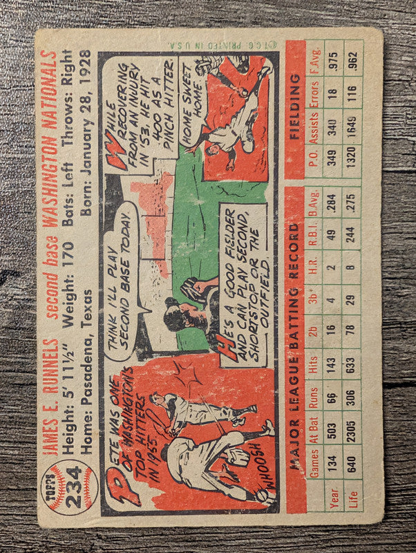 1956 Topps #234 Pete Runnels Low Grade