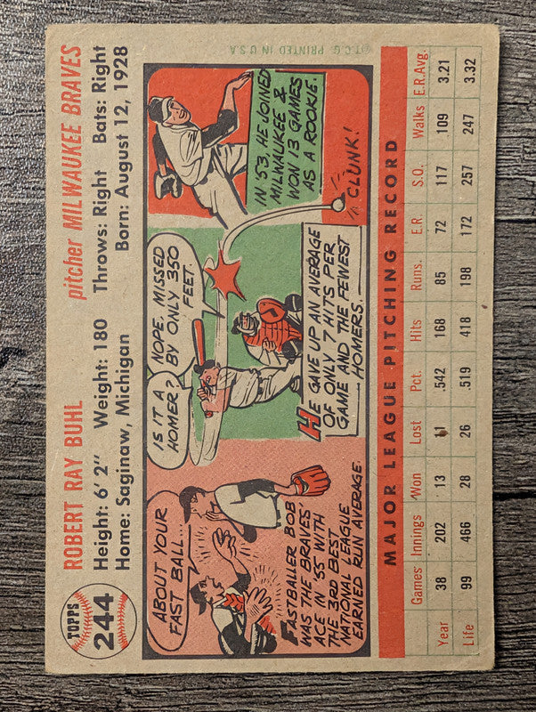 1956 Topps #244 Bob Buhl Low Grade