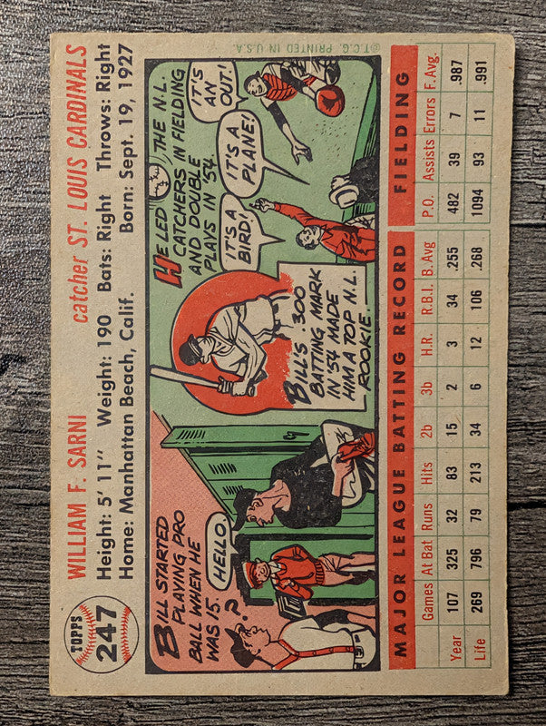 1956 Topps #247 Bill Sarni Low Grade