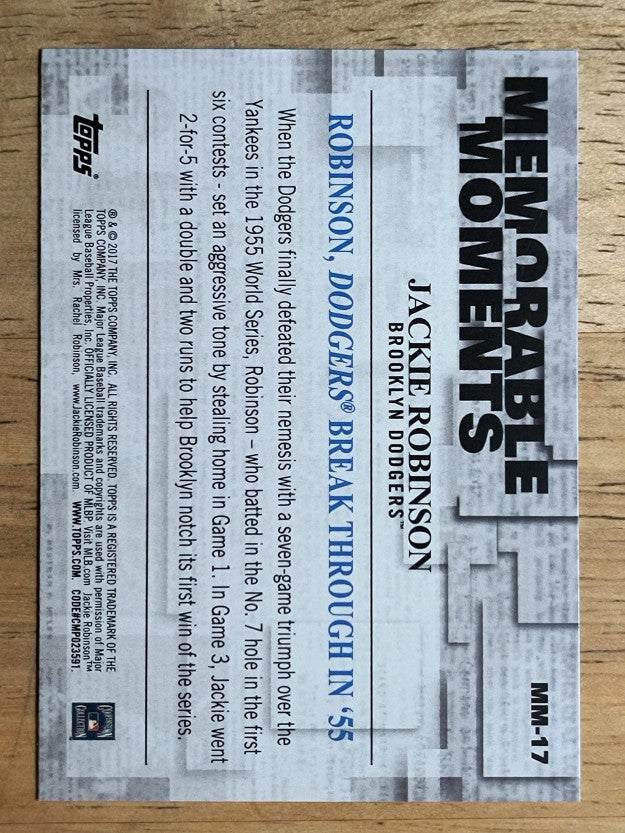 2017 Topps Memorable Moments #MM17 Jackie Robinson