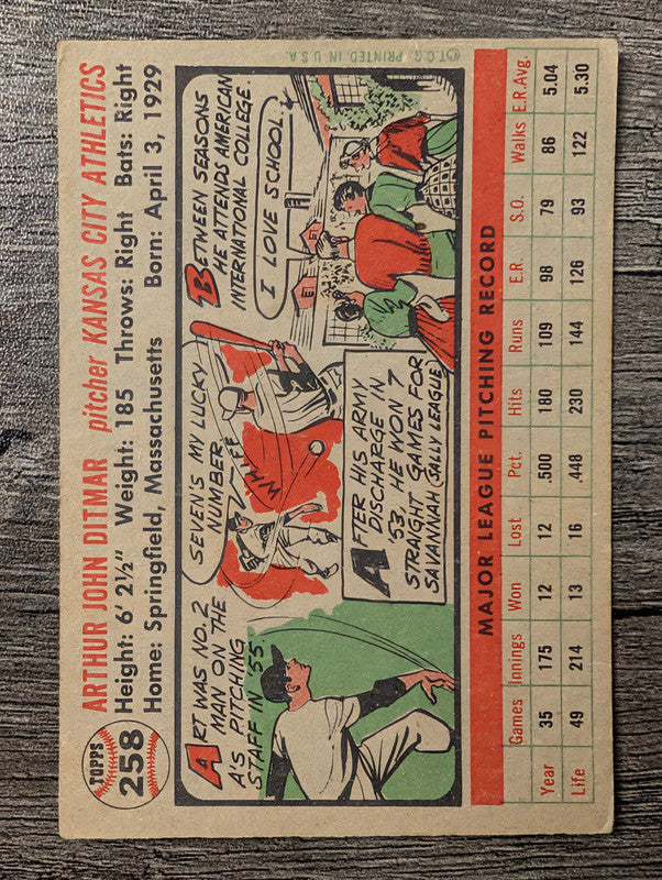 1956 Topps #258 Art Ditmar Low Grade